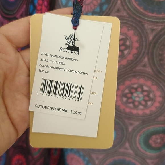 Satva "Akula" Yoga Boho Open Front Kimono Cardigan - Picture 2 of 9